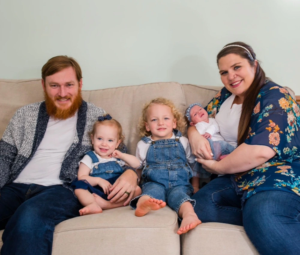 mother and father with their three small children