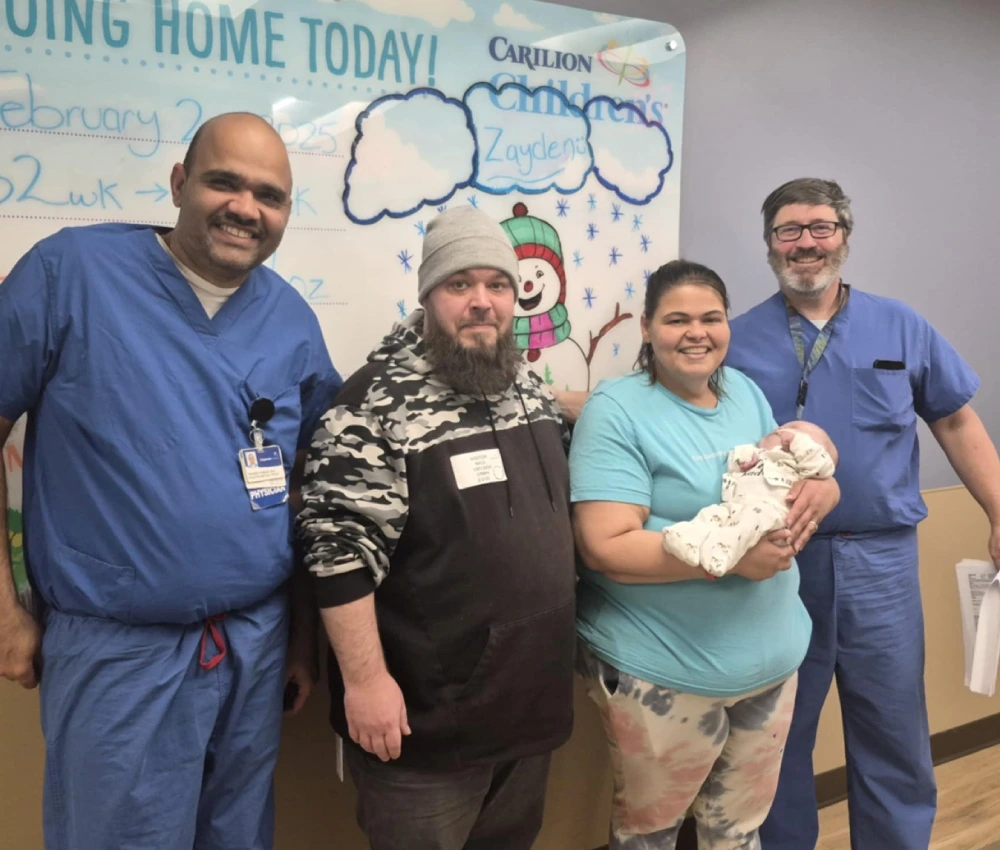 family with medical staff